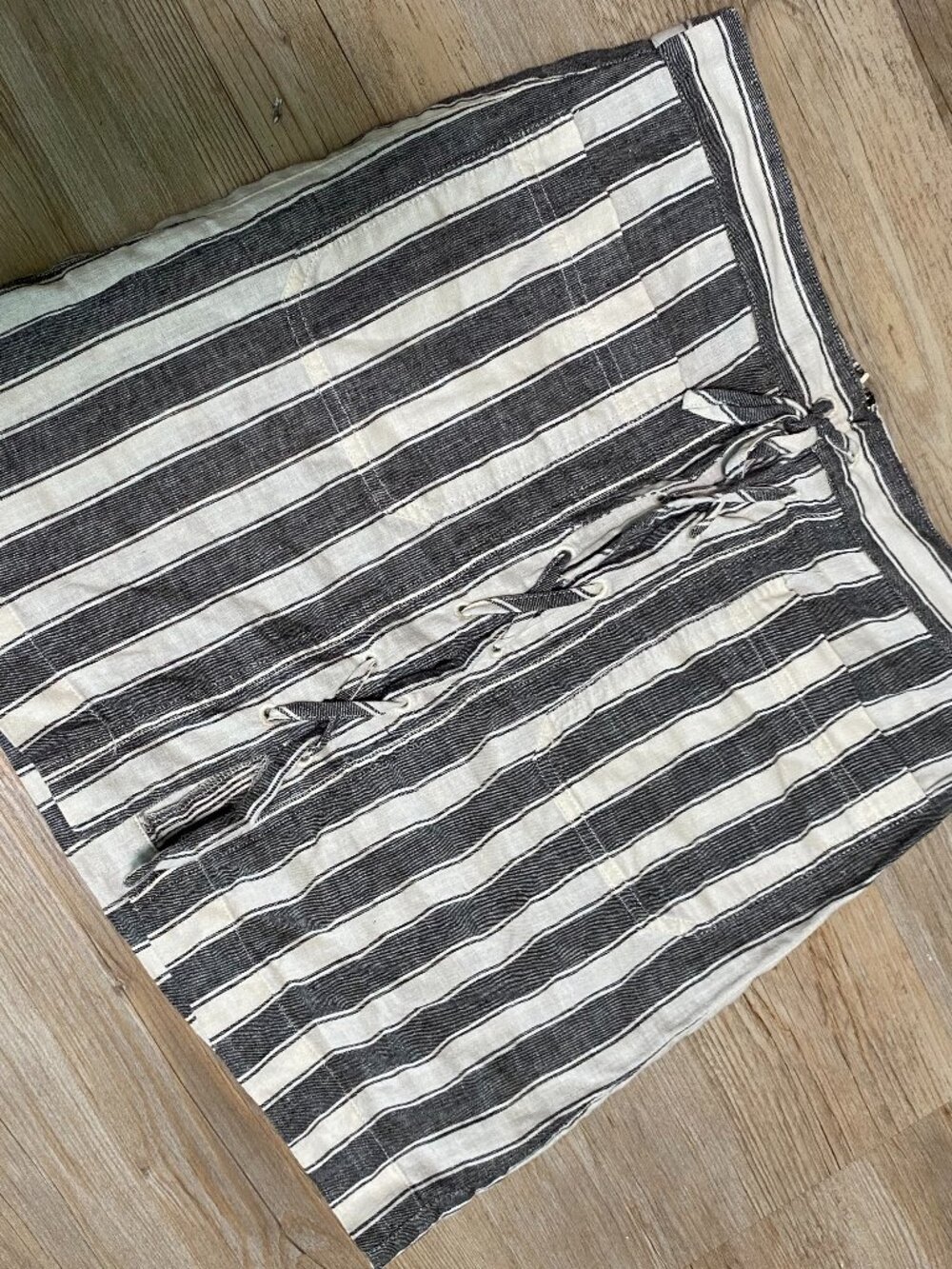Madewell Striped Lace-Up Front Cotton Linen Blend Mini Skirt Size 0 EUC